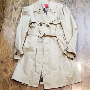 V Cristina Tan Brown Trench Coat Sz S